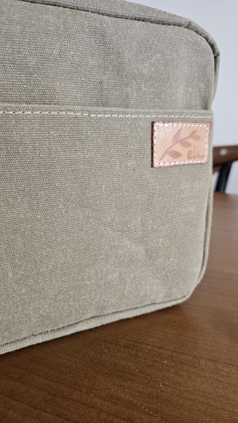 Waxed Canvas Crossbody Bag,Waterproof Messenger Bag image 3