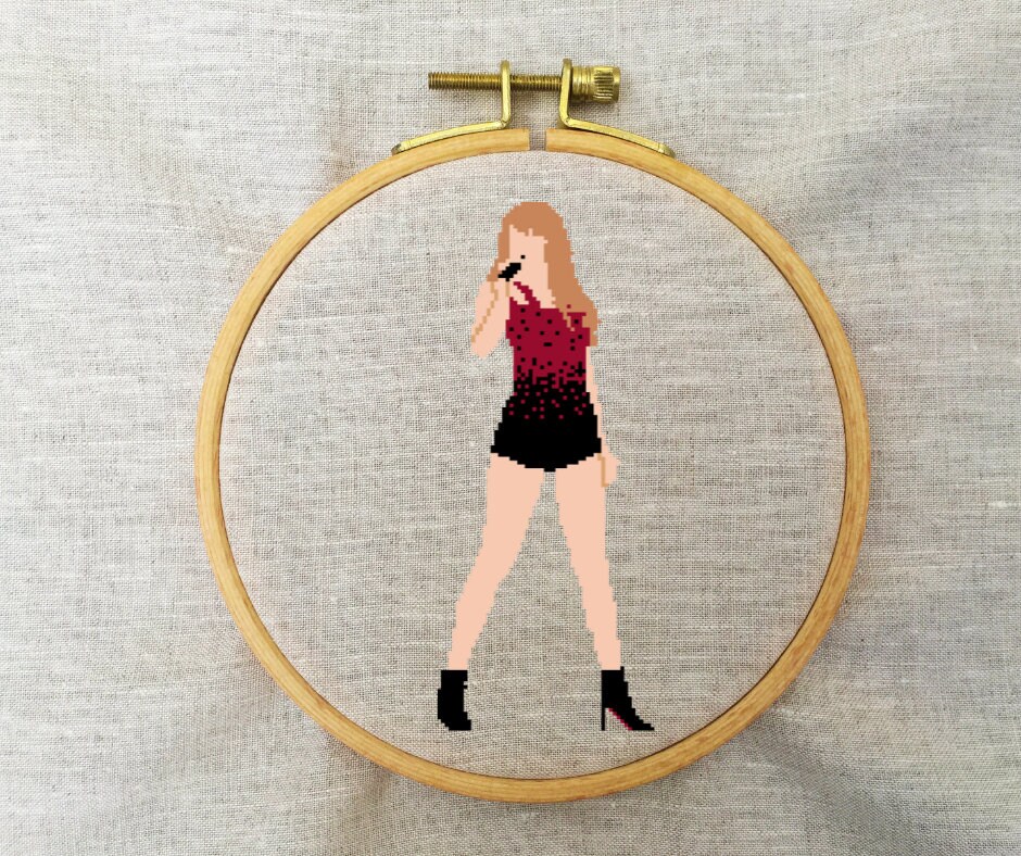 Taylor Swift Outfit Eras Tour Red Black Cross Stitch Pattern. Instant ...