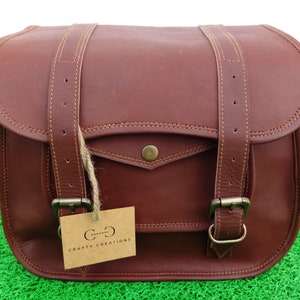 Eine Echtleder Motorrad Satteltaschen Satteltasche Gepäcktasche Braun Pannier