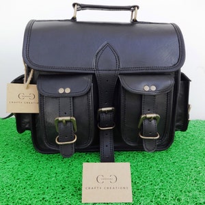 High Quality Black Vintage Leather 1 Saddle Bag Motorcycle Tool Pouch Side Bag