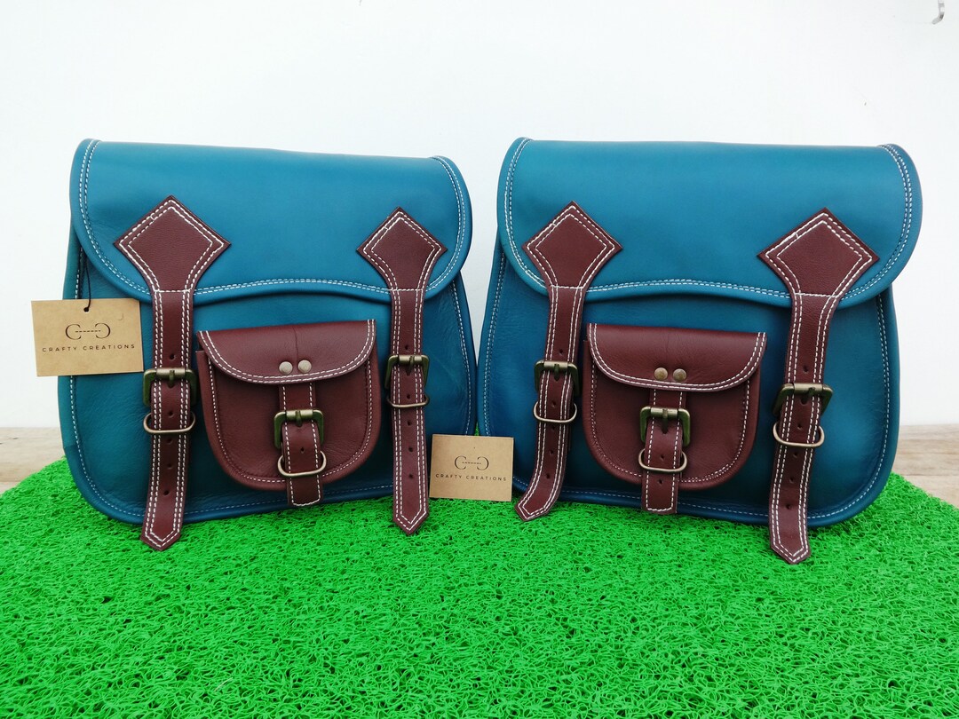 Paire De Sacoches Moto En Cuir Véritable - 2 Sacs Gauche/droite 6L Avec Sangles - Marron
