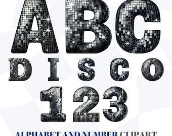 Disco Ball Alphabet PNG: A-Z Letters & Numbers Clipart (Digital Download)