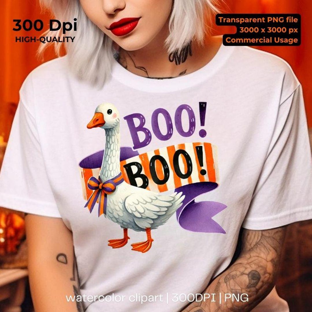 Halloween Goose PNG Clipart, Funny Boo Goose Sublimation Design, Cute ...