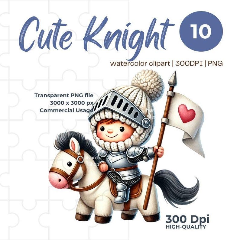 Cute Knight Watercolor Clipart Knit Adorable Medieval Knight ...