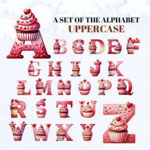 Cupcake Alphabet Clipart PNG Sweet Dessert Letters & Numbers Cute ...
