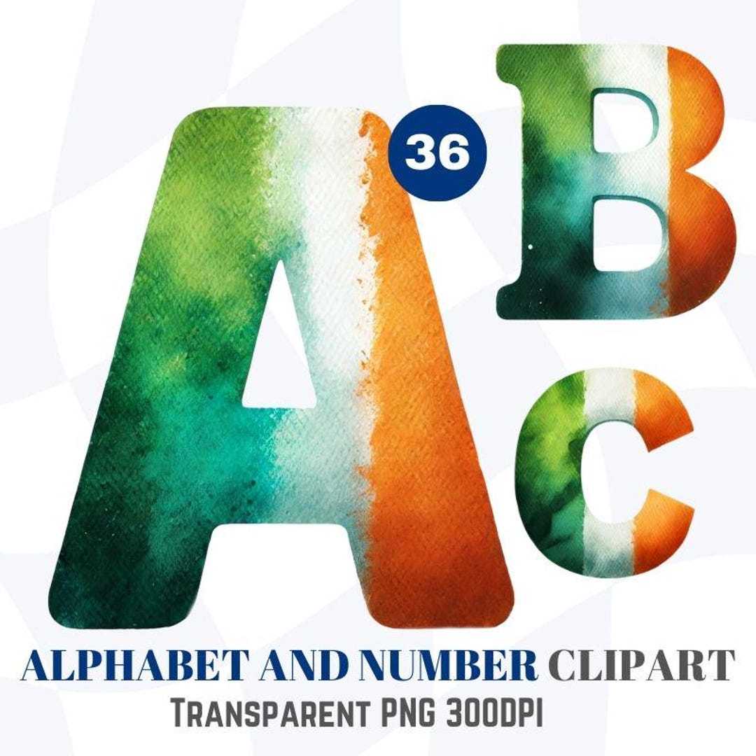 Watercolor Alphabet Clipart PNG, Numbers Letters Clip Art, Digital ...