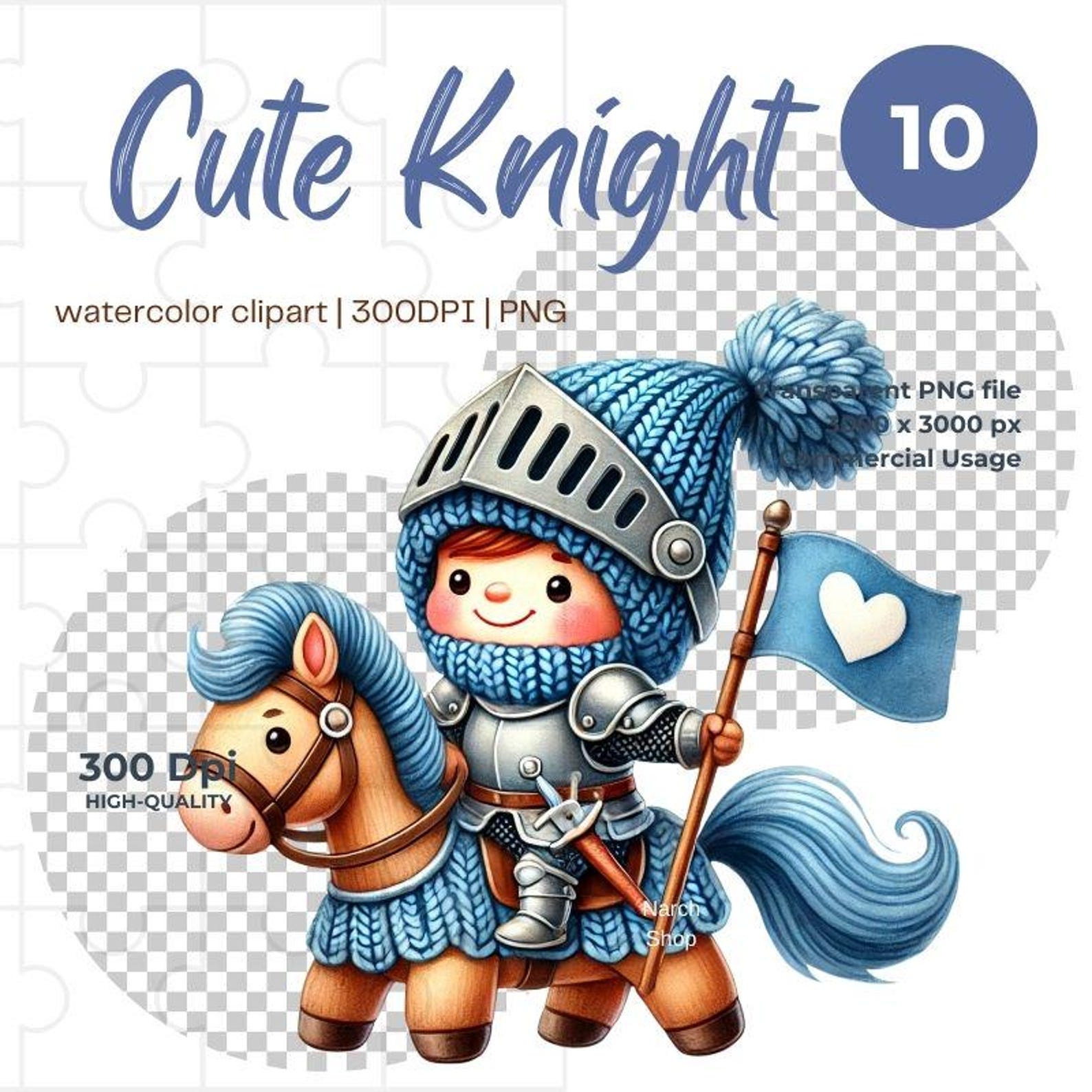 Cute Knight Watercolor Clipart Knit Adorable Medieval Knight ...