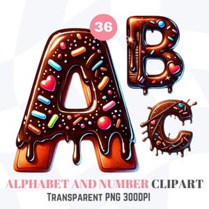 Chocolate Drip Alphabet Clipart PNG Sweet Candy Letters & Numbers Digital Chocolate Letters, Cute Dessert A-Z for commercial use