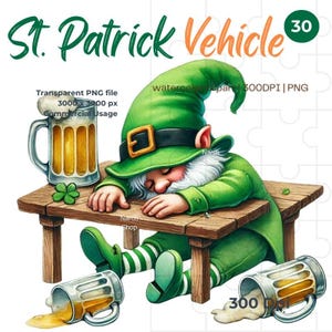 Dzień Świętego Patryka Gnom Akwarele Clipart Bundle Picie Piwa Leprechaun PNG Sztuka irlandzkiego pubu, Zabawny Dzień Świętego Patryka Leprechaun piwo png
