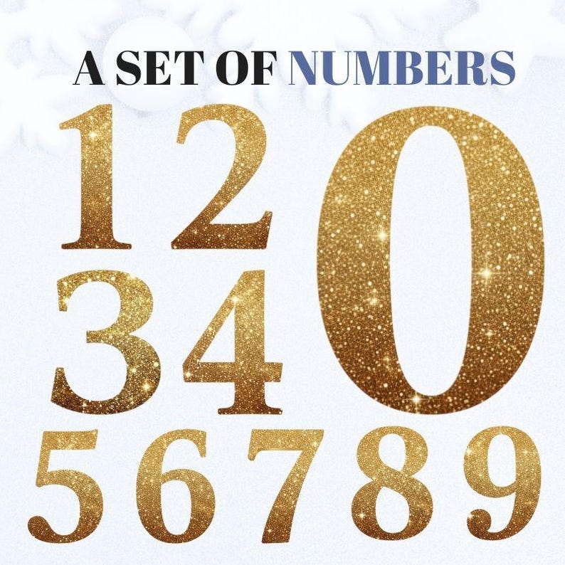 Gold Glitter Alphabet Letters and Numbers Clipart for Sublimation PNG ...