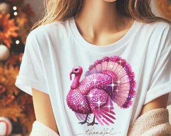 Pink Disco Ball Turkey PNG, Thanksgiving Clipart (Digital Download)