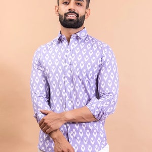 Handmade design shirt of Floral Print for Men Gift Item for occasion image 2