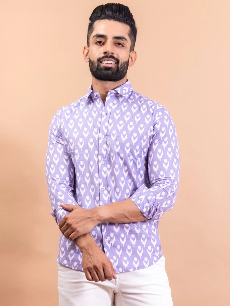 Handmade design shirt of Floral Print for Men Gift Item for occasion image 2