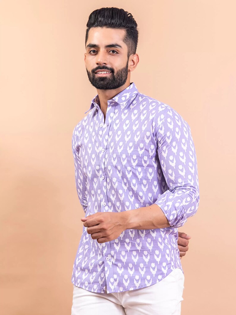 Handmade design shirt of Floral Print for Men Gift Item for occasion image 1