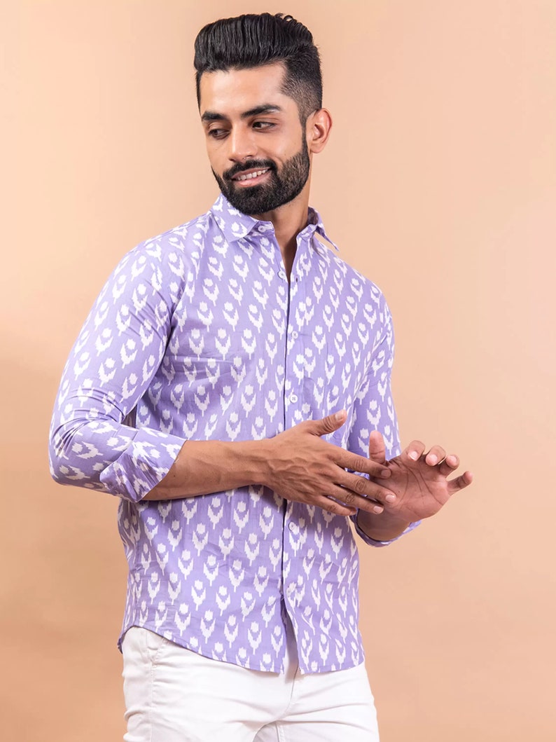 Handmade design shirt of Floral Print for Men Gift Item for occasion image 4