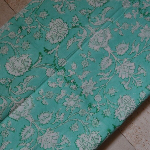 Indian Handmade 3 Yard 100%Cotton Floral Running Dressmaking Fabric Print