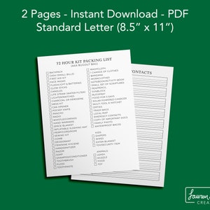 72 Hour Kit Checklist