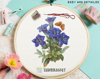 Flower Bouquet Cross Stitch Pattern, Easy Cross Stitch, Easy Embroidery Pattern, DIY Craft, Tulip Stitch, Gift for, Included Stitch Guide