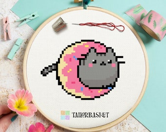 Meme Cat Cross Stitch Pattern, Funny Meme Stitch Tutorial, Beginner Embroidery Pattern, DIY Craft, Gift for Kids, Included Stitch Guide