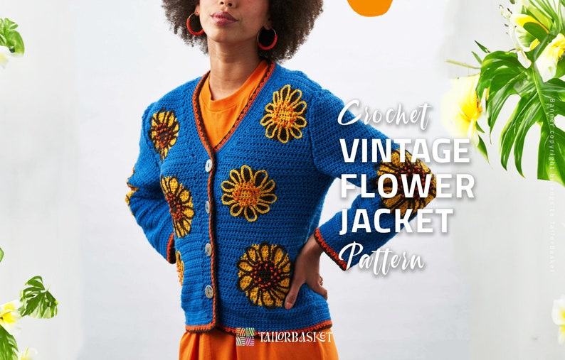 Flower Jacket Shawl Crochet Pattern, Easy Crochet Wear Tutorial, DIY Craft, Wearable Crochet Jacket Pattern, Included Stitch Guide and Gift image 1