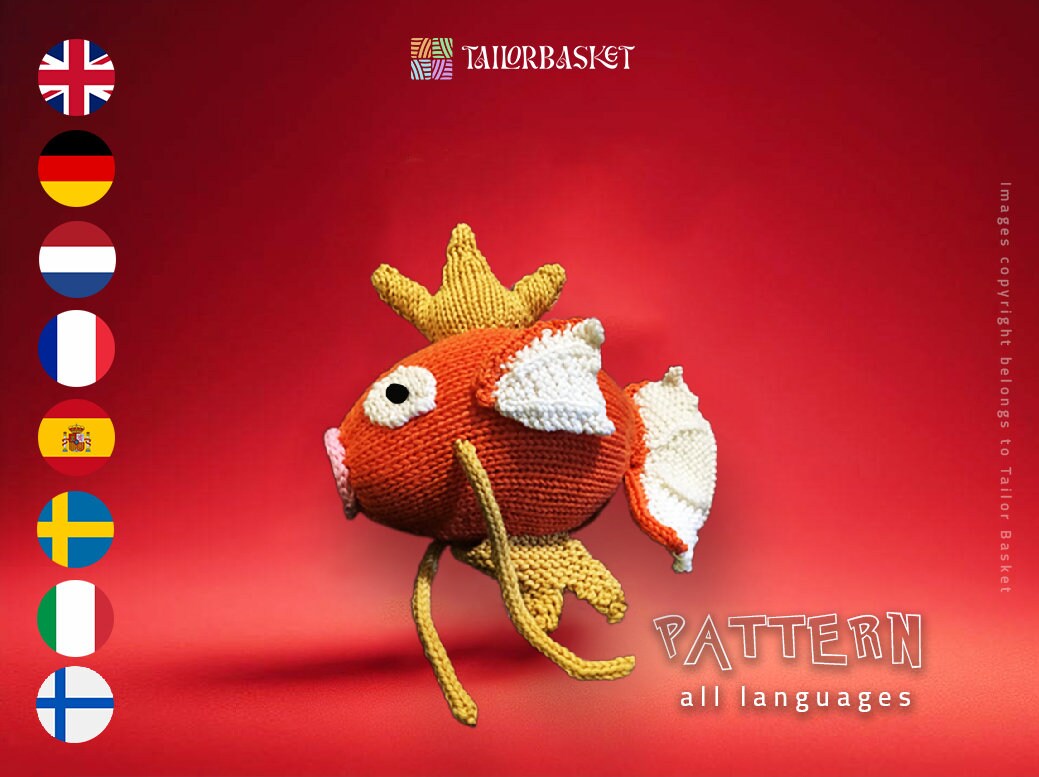 Fish Crochet Pattern, Magikarp Pokemon Crochet Tutorial, DIY Craft, Anime Crochet, Gift for Kids, Included Stitch Guide and Gift