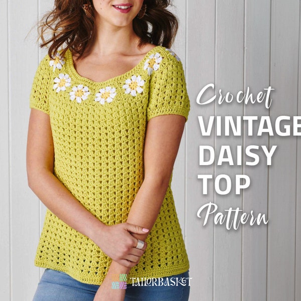 Vintage Daisy Top Crochet Pattern, Easy Crochet Colorful Top Tutorial, DIY Craft, Wearable Crochet Pattern, Included Stitch Guide and Gift