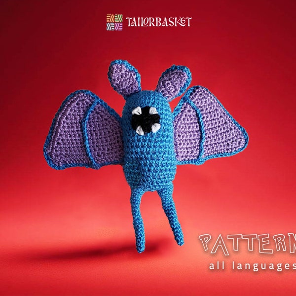 Pokemon Crochet Pattern, Zubat Amigurumi, Crochet Tutorial, DIY Craft, Anime Crochet, Gift for Kids, Included Stitch Guide and Gift