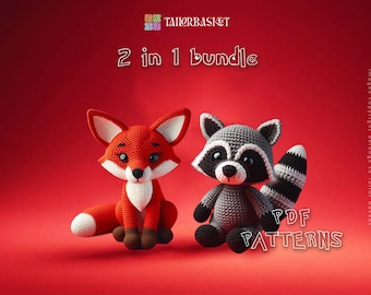 Patrón de Ganchillo Zorro-Mapache, Tutorial Amigurumi Zorro, Baby Shower, Manualidad DIY, Ganchillo Anime, Regalo para Niños, Guía de Puntos Incluida y Regalo