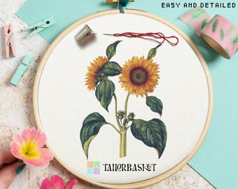 Sunflower Bouquet Cross Stitch Pattern, Floral Cross Stitch, Easy Embroidery Pattern, DIY, Art Cross Stitch, Gift for, Included Stitch Guide