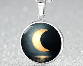 Partial Solar Eclipse Pendant Necklace Personalized-Gift-For-Her | Celestial Necklace Gift | Sun Moon Jewellery Bracelet |  Eclipse Keychain