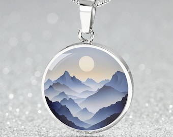 Blue Ridge Mountain Jewelry Gift for Wife | Blue Mountain Necklace Gift 4 Her | Engraved Pendant Charm Pendant Bracelet | Outdoorsy Keyring