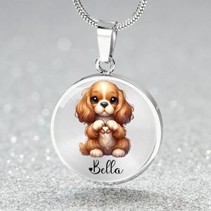 Cocker Spaniel Dog Mom Personalized Pendant Necklace | Engraved Dog Breed Charm With Customized Name Gift | Pet Remembrance Bracelet
