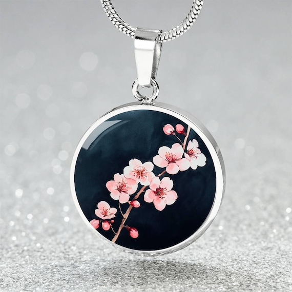 Sakura Cherry Blossom Pendant Necklace Gift For- Her | Pink Cherry