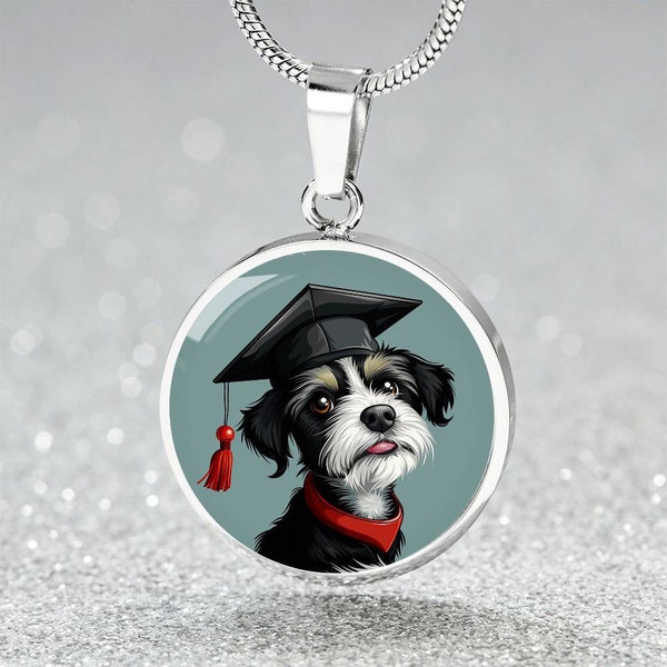 Graduation Jewelry Gift for Dog Lover Cute Engraved Dainty Charm Puppy Necklace Graduation Personalized Whimsical Bracelet Gift Grad Keyring