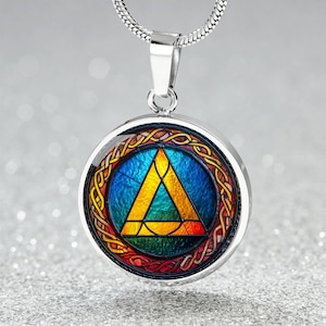 Celtic Alcoholics Anonymous Sobriety Necklace | Stained Glass Sobriety Token Gift |  Sobriety Gift 4 Her | Sobriety Bracelet | AAA Keychain