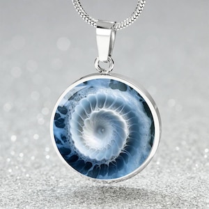 Ocean Spiral Fibonacci Necklace Gift 4 Her | Personalized Fibonacci Pendant Charm Necklace, Bracelet Keyring | Science Teacher Jewelry Gift