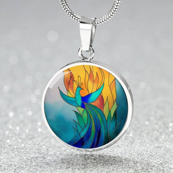 Phoenix Rising Pendant Necklace, Bracelet or Keychain | Colorful