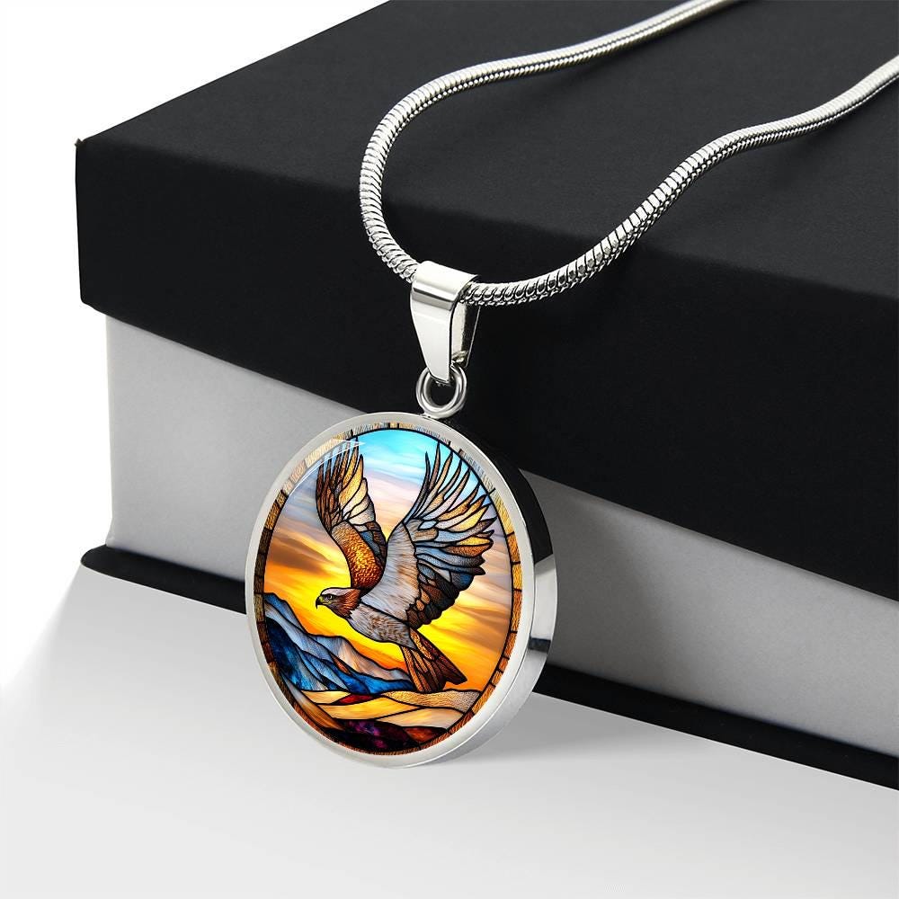 Red-tailed Hawk Faux Stained Stained Glass Jewelry Gift for Her