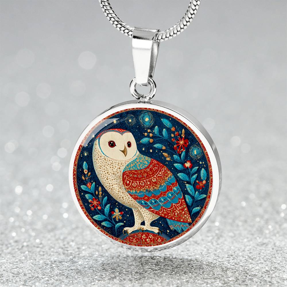 Folk Art Owl Pendant Necklace, Bracelet or Keychain | Rosemaling Floral Owl Jewelry Gift for Her