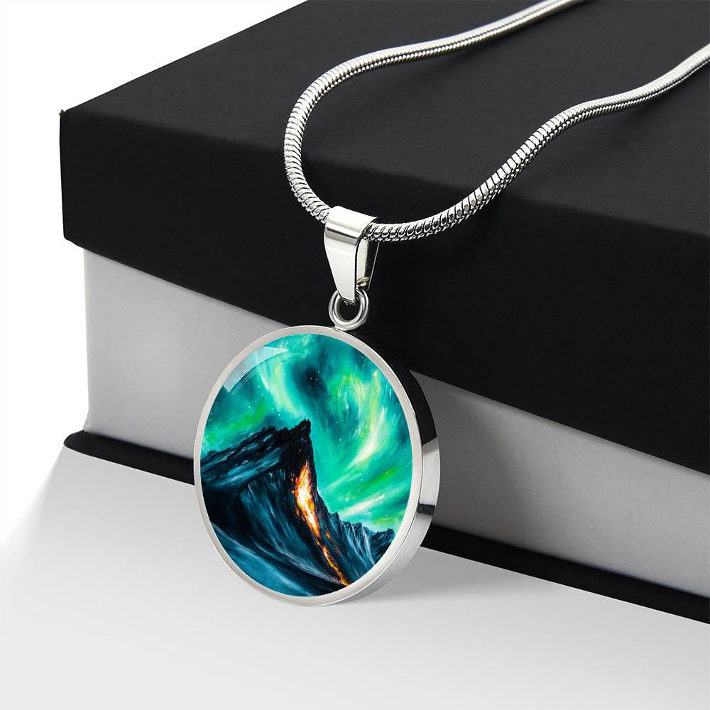 Iceland Fire & Ice Volcano Jewelry Gift 4 Her| Engraved Aurora