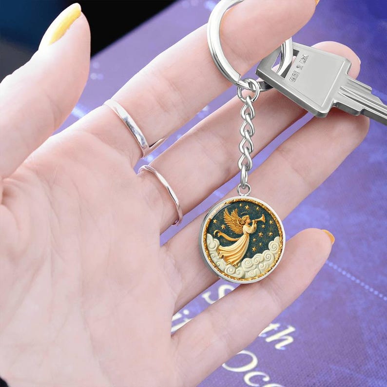 Angel of Light Pendant Necklace, Bracelet or Keychain | Archangel Gabriel Present | Celestial Guardian Jewelry | Comfort & Hope Keepsake Luxury Keychain (.316 Surgical Steel)