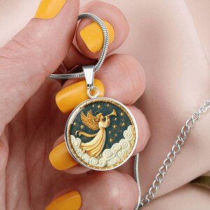 Angel of Light Pendant Necklace, Bracelet or Keychain | Archangel Gabriel Present | Celestial Guardian Jewelry | Comfort & Hope Keepsake afbeelding 11