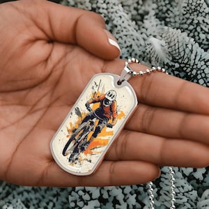 Retro Mountain Biking Necklace 4 Men Engraved | Personalized Bike Lover Gift 4 Him | Mountain Biking Keychain Gift 4 Christmas | Gift 4 Boy