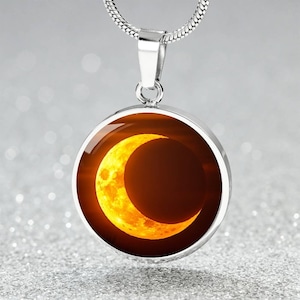 Partial Solar Eclipse Necklace engraved | CelestialNecklace Personalized-Gift-For-Her | Sun Moon Jewellery Bracelet |  Eclipse Keychain