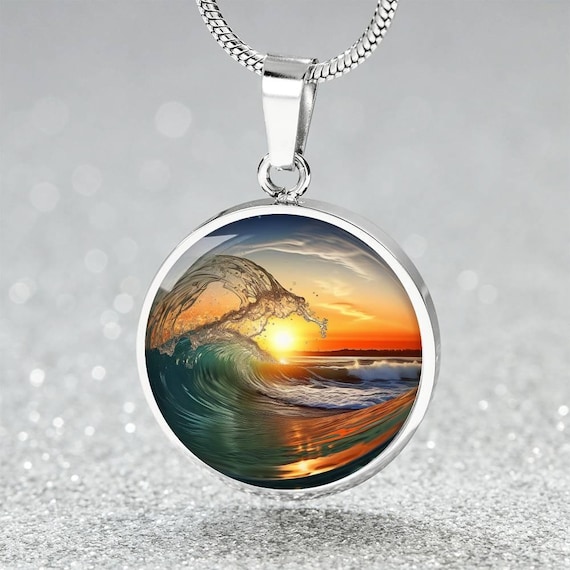 LOVE OCEAN　50cm変更　necklace Beach Sunset Hawaii Jewelry Gift 4 Her| Blue Wave Necklace