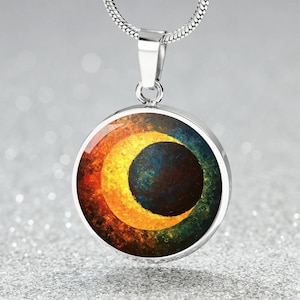Personalized Partial Solar Eclipse Necklace Gift-For-Her | CelestialNecklace Custom-Gift | Sun Moon Jewellery Bracelet |  Eclipse Keychain