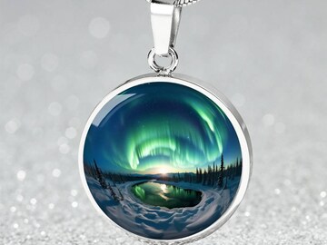 Resin necklace • Handmade jewelry • Personalized gift • Glow in the dark • Charm necklace • Northern lights pendant