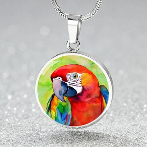 Parrot Pendant Necklace Gift 4 Wife | Fun Parakeet Jewelry Gift 4 Daughter | Budgie Bracelet 4 Girlfriend | Unique Bird Lover Keychain Gift