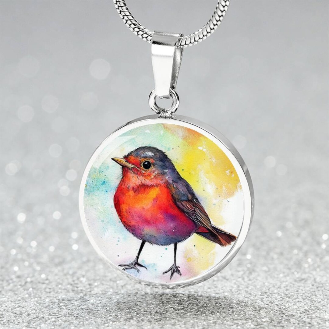 Red Robin Bird Jewelry Watercolor Giftful Bird Lover | Robin Bird