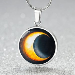 Partial Eclipse Gifted Jewelry for Her | Solar Eclipse Necklace | Sun Moon Jewellery Bracelet |  Eclipse Keychain | Personalized Gift 4 Her